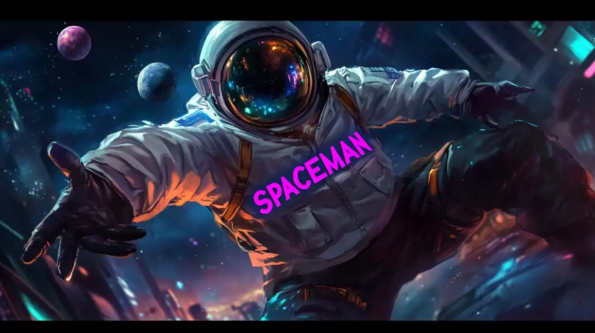 Spaceman slot game featuring astronaut floating in cosmic space with planets and stars
